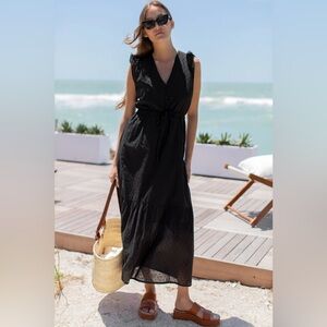 EMERSON FRY SURYA DRESS - BLACK SWISS DOT ORGANIC